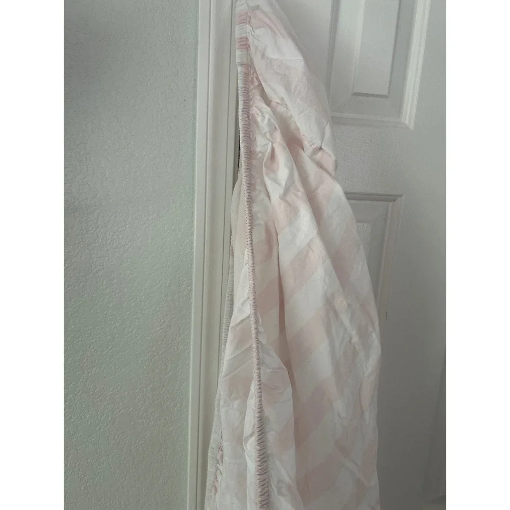 Simply Shabby Chic Pink White Striped Fitted Sheet 100% Cotton Cottagecore